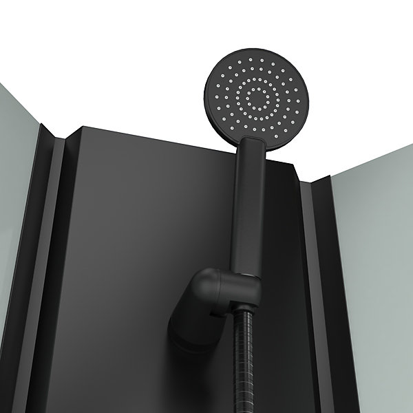 Cabine de douche 1/4 de cercle 85x85x200 cm - Portes coulissantes - Fonds Blancs &Profilés Noir Mat