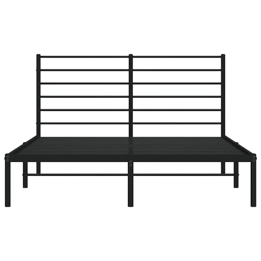 NNEVL Metal Bed Frame with Headboard Black 153x203 cm Queen