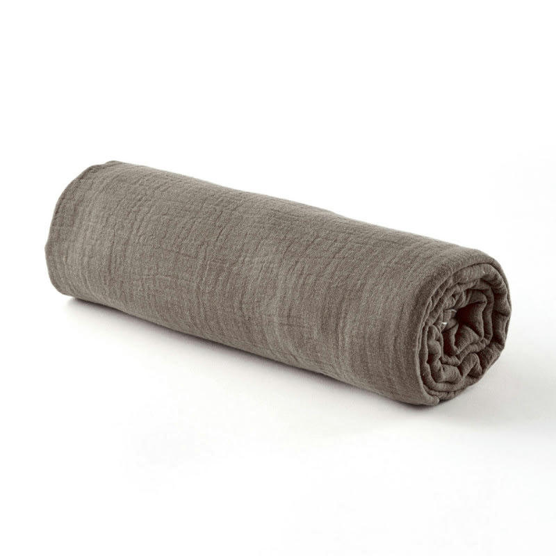 - Drap housse gaze de coton taupe (70 x 140 cm)