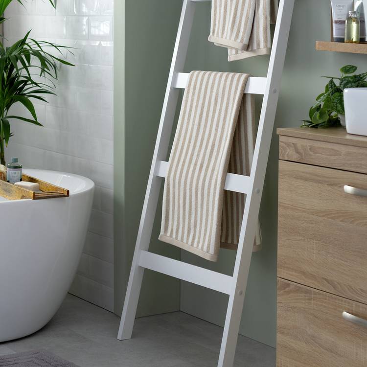 Habitat Neutral Stripe Bath Towel