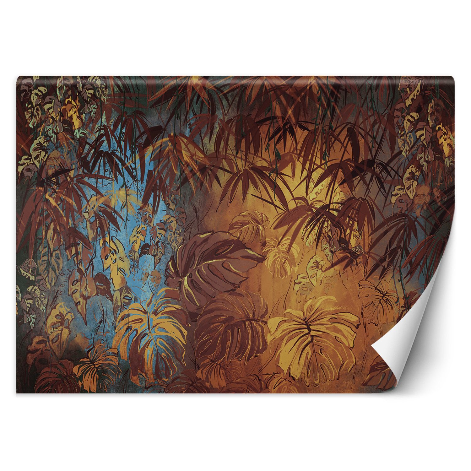 Feeby Fototapeta, Tropikalne liście w dżungli malowane 150x105