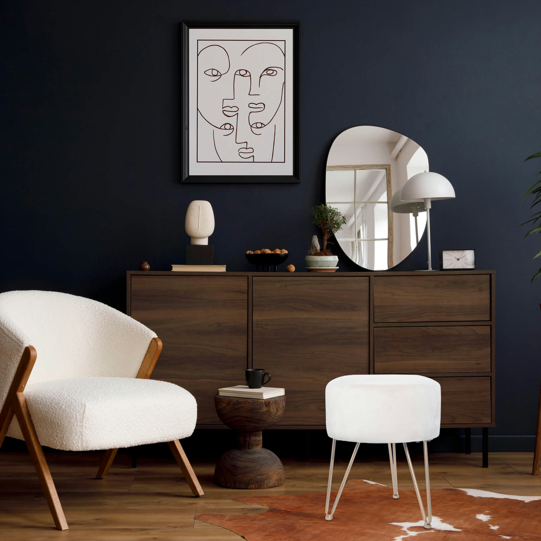 - Tabouret pouf 35x35x43 en velours beige