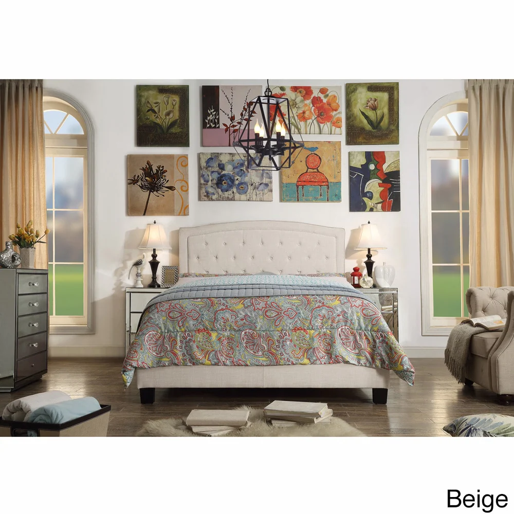 Moser Bay Home Aletheia Tufted Upholstered Bed, Solid Wood Platform Bed