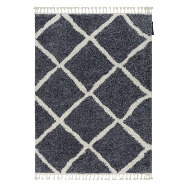 Dywan BERBER CROSS B5950 szary / biały Frędzle berberyjski 80x150 cm