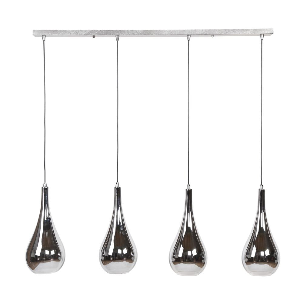 Giga Meubel Hanglamp Silver Drop - Zilver Glas - 4-Lichts - 130x20x150cm