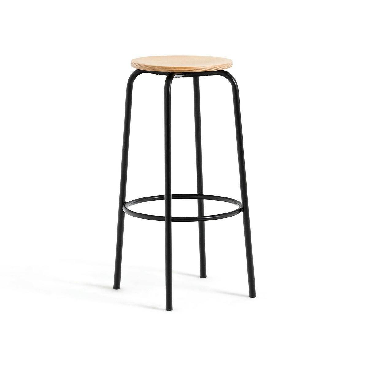 Tabouret de bar piètement métal acier H75 cm, Hiba