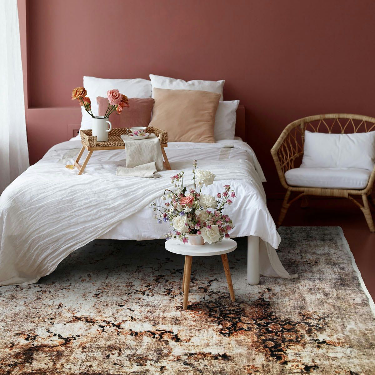 IMPRESSION - Tapis extra-doux effet peinture beige 120x170