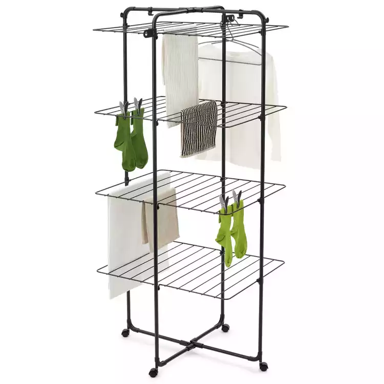 Brabantia 30m 4 Tier Hang On Tower Clothes Airer - Black
