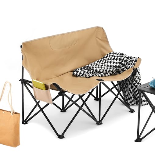 NNETM 2-Person Folding Camping Sofa Chair with Armrests