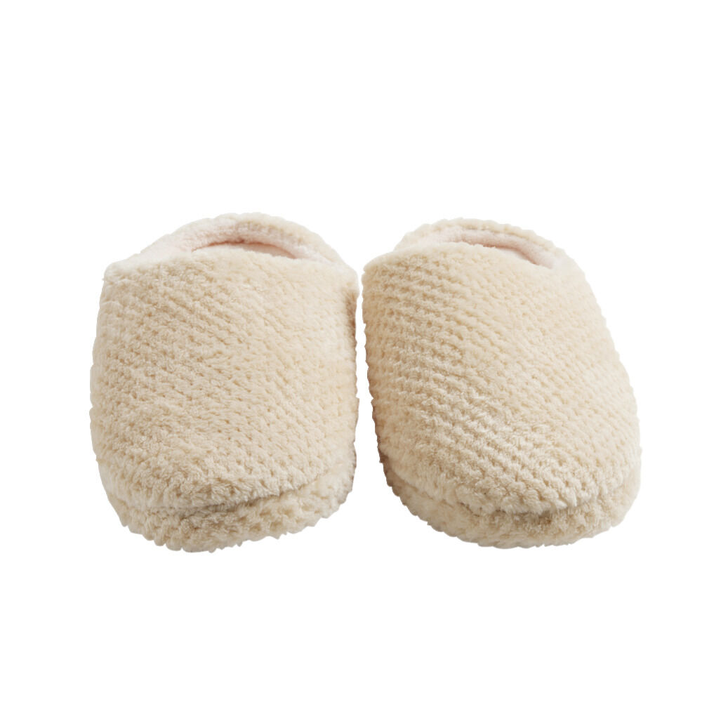 Chaussons mules unisexe beige motif quadrillé T40/41