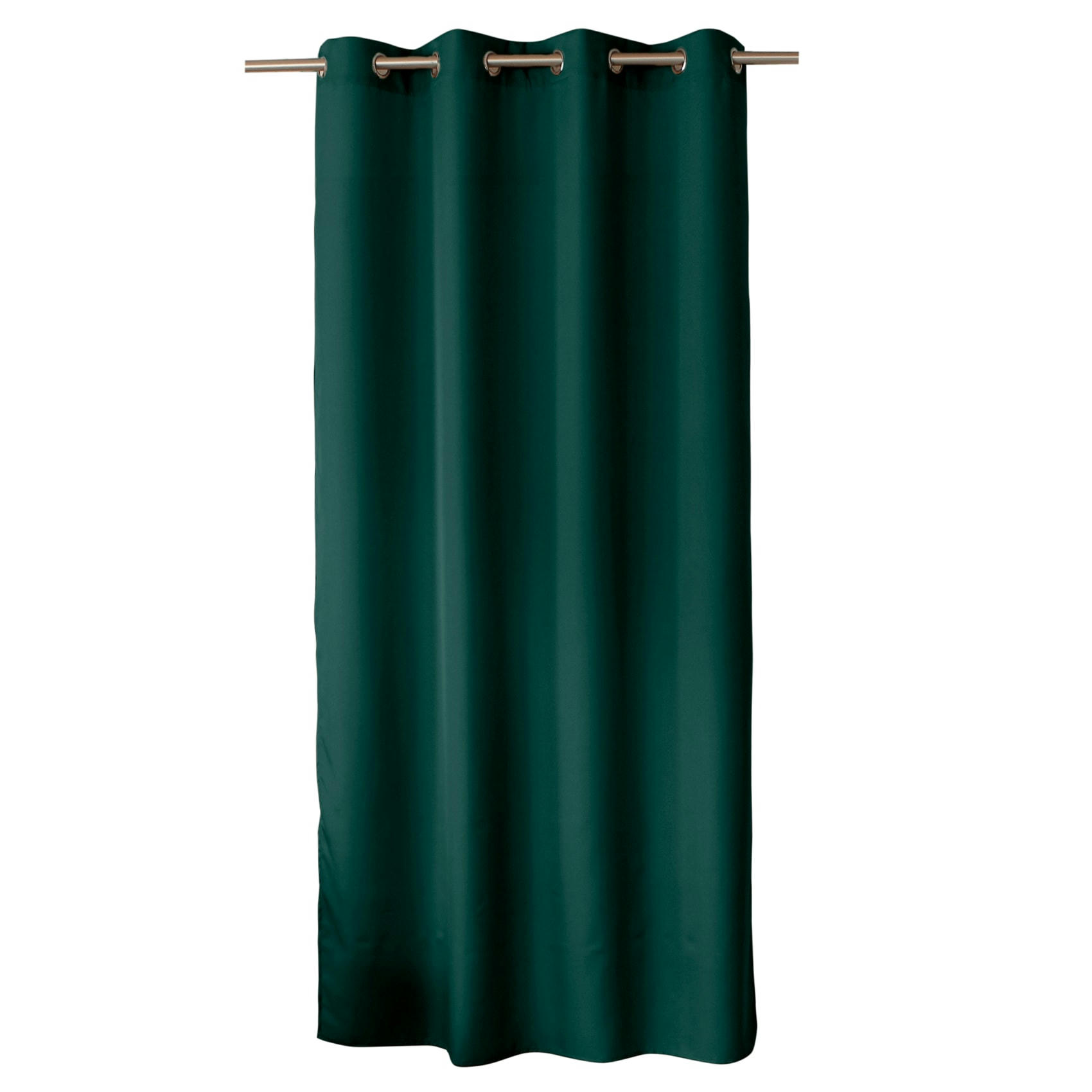- Rideau uni à oeillets polyester vert foncé 140x240 cm