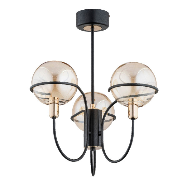 Lampa wisząca czarno-bursztynowy-złota PETRA 3xE14x10W Alfa