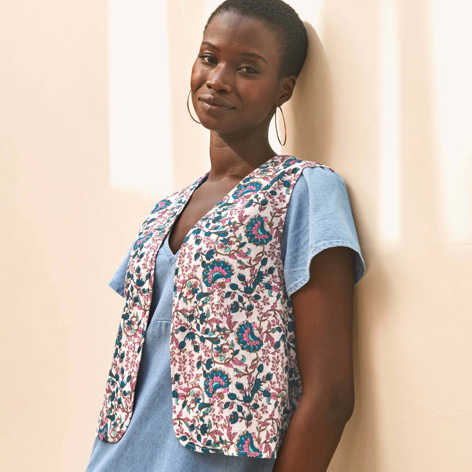 Veste imprimée en gaze de coton