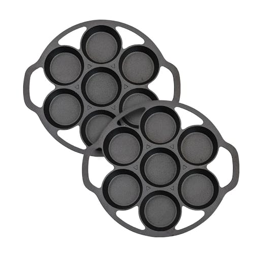SOGA 2X Cast Iron Takoyaki Fry Pan Octopus Balls Maker 7 Hole Grill Mold 32cm