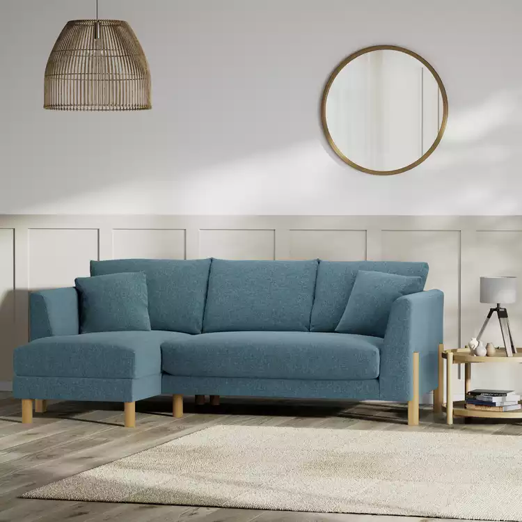Habitat Aston Left Hand Corner Sofa - Blue - Ash Leg