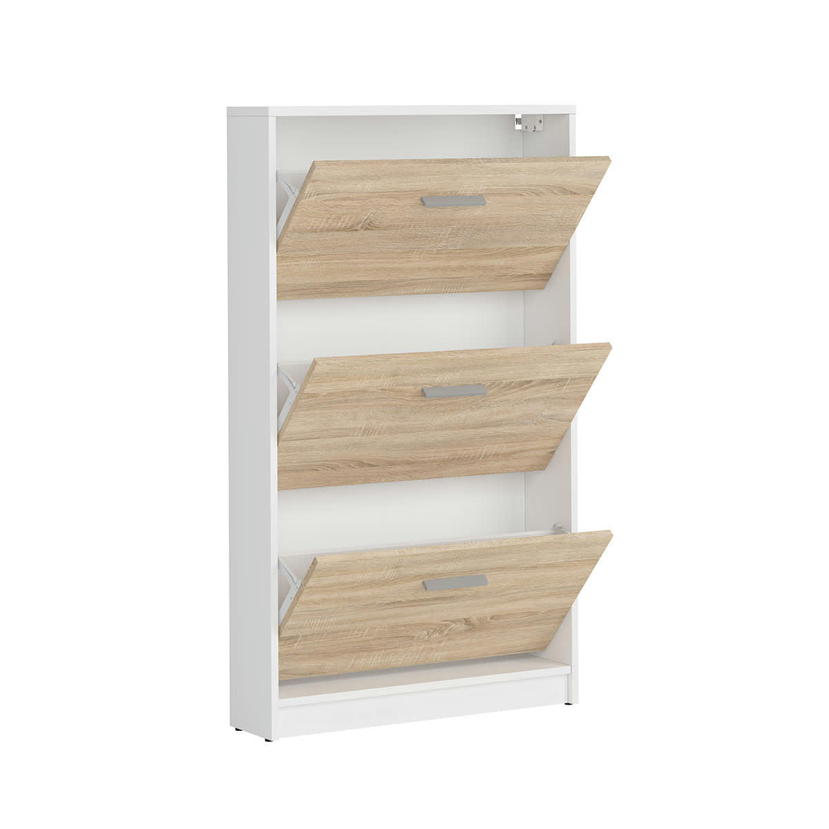 - Meuble chaussures 3 portes stratifiés naturel et blanc