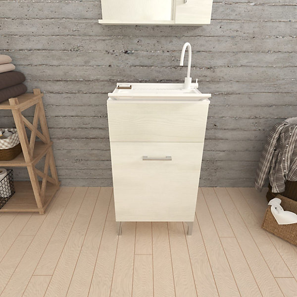 Meuble évier 45Cm Chêne Blanc Avec Planche À Laver - Pratique