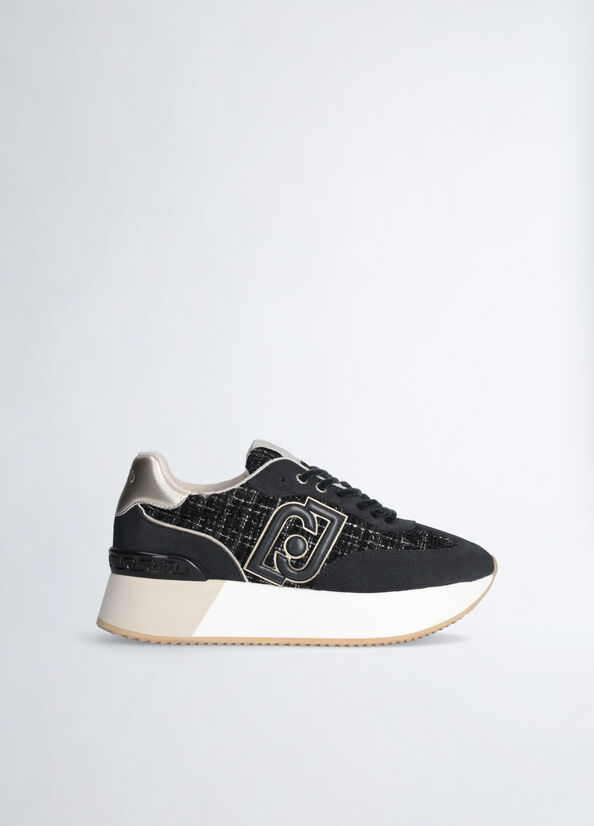 Sneakers platform in tweed