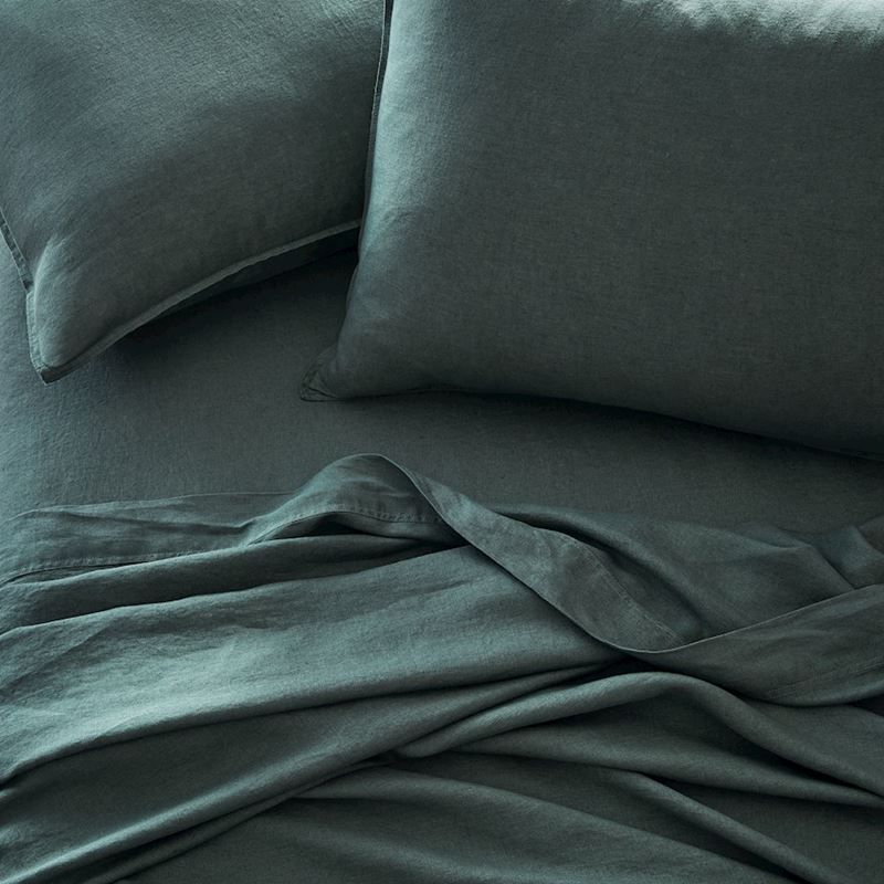 Vintage Washed Linen Cypress Sheet Set