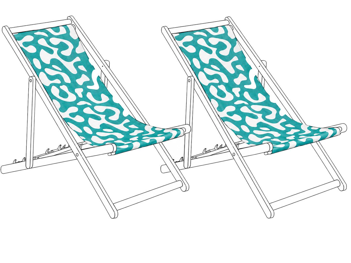 Set of 2 Sun Lounger Replacement Fabrics ANZIO/AVELLINO 113 x 44 cm Turquoise