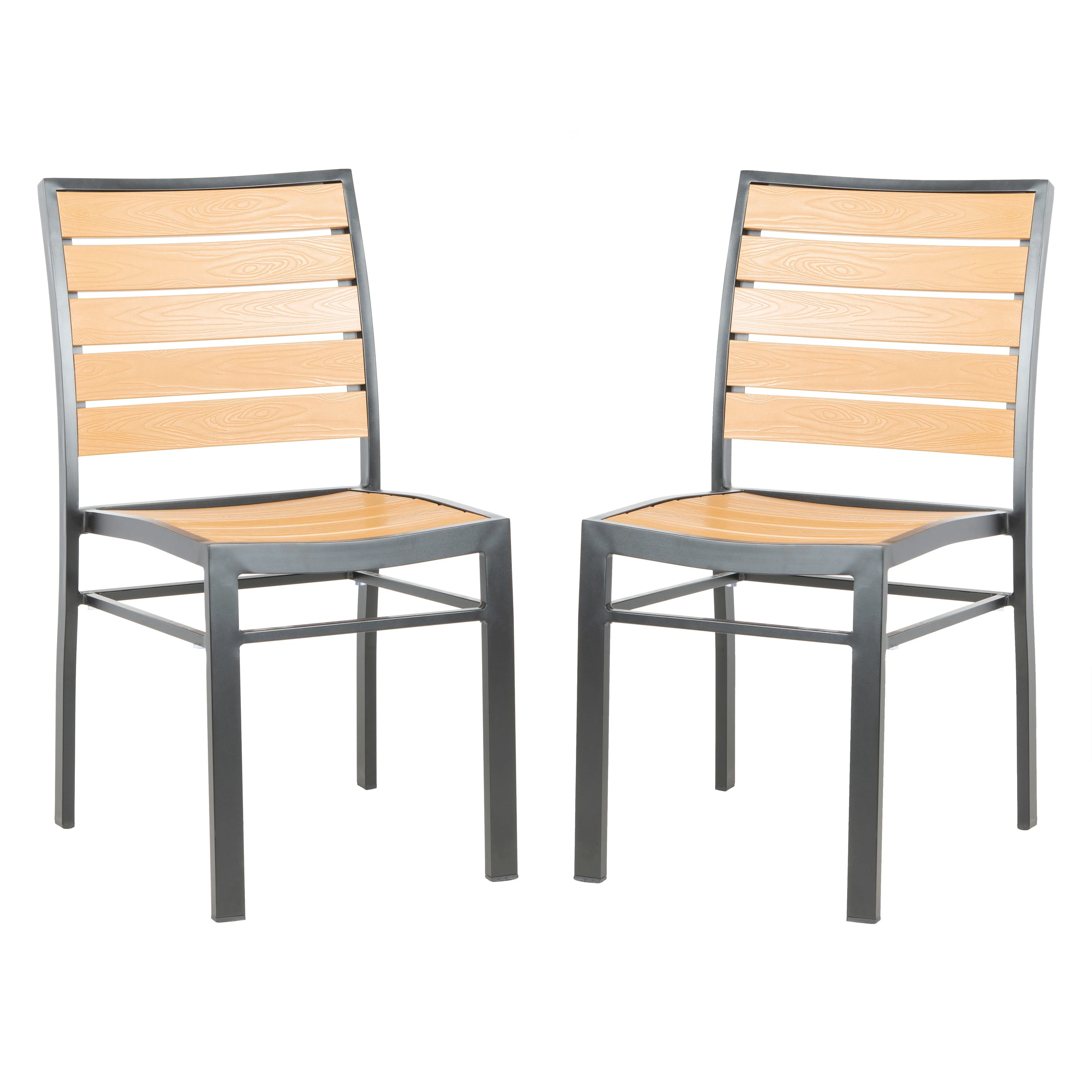 SAFAVIEH Outdoor Living Koda Chair - Black / Brown (Set of 2) - 19W x 23D x 34H