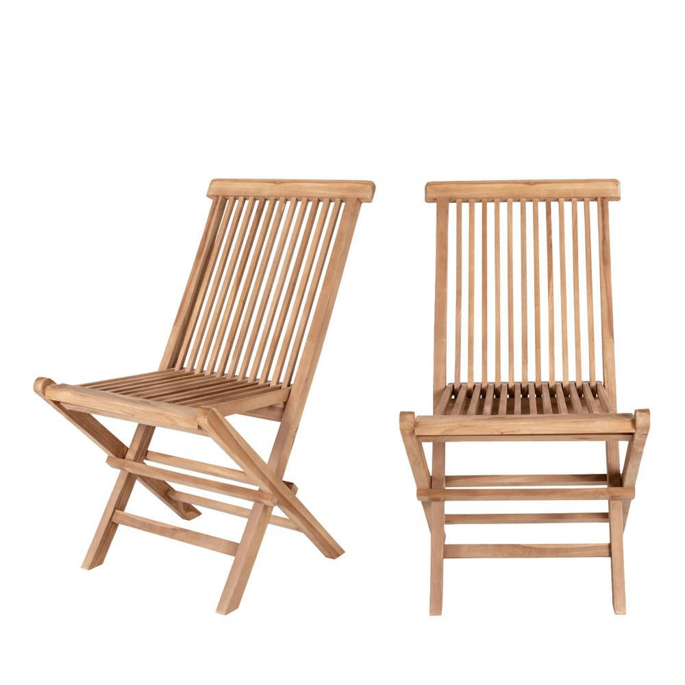 TOLEDO - Lot de 2 chaises de jardin en teck bois clair