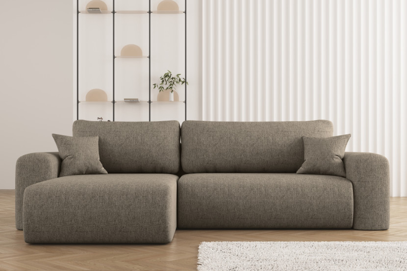 Sofa w kształcie L CAPRI narożnik, tkanina Verita, Ciemnobeżowy Lewy