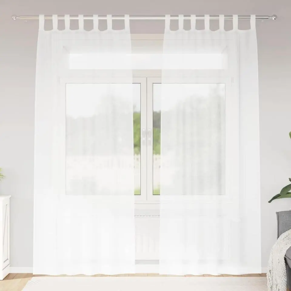 vidaXL Vitrages met lussen - Wit - Polyester - 140x245 cm - Set van 2