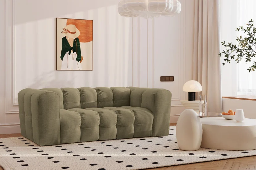 Sofa 2-osobowa, Kanapa BALOO, tkanina Szenil, Oliwkowy