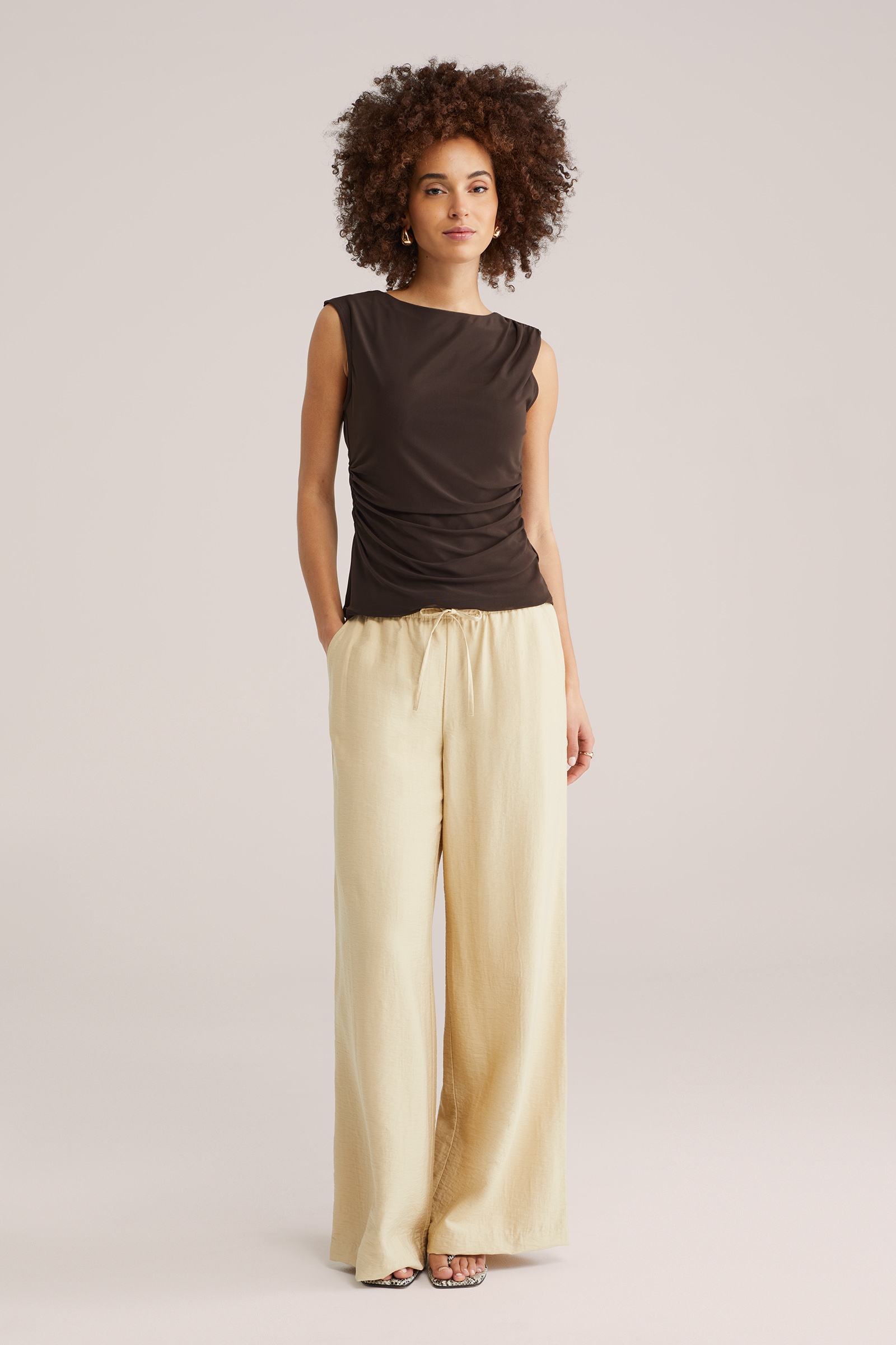 Dames jersey top met gedrapeerd effect