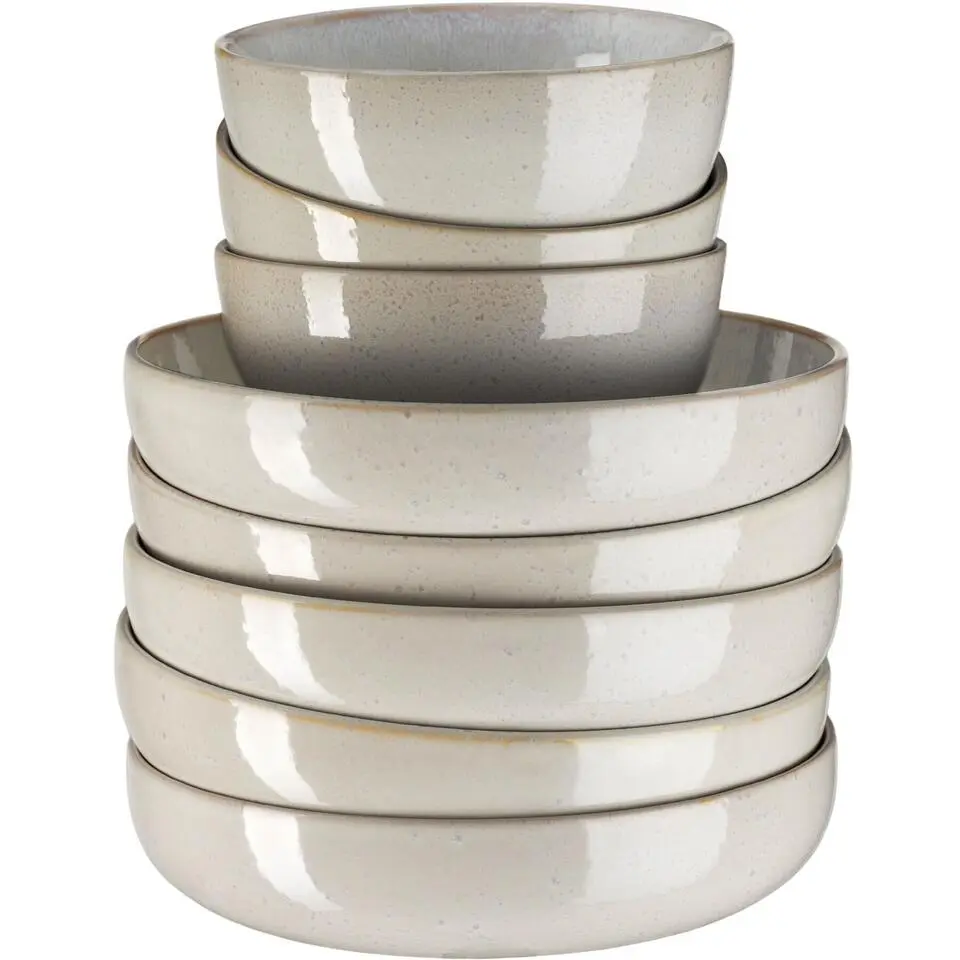 tectake Serviesset Mare van aardewerk, voor 6 personen, Grijs