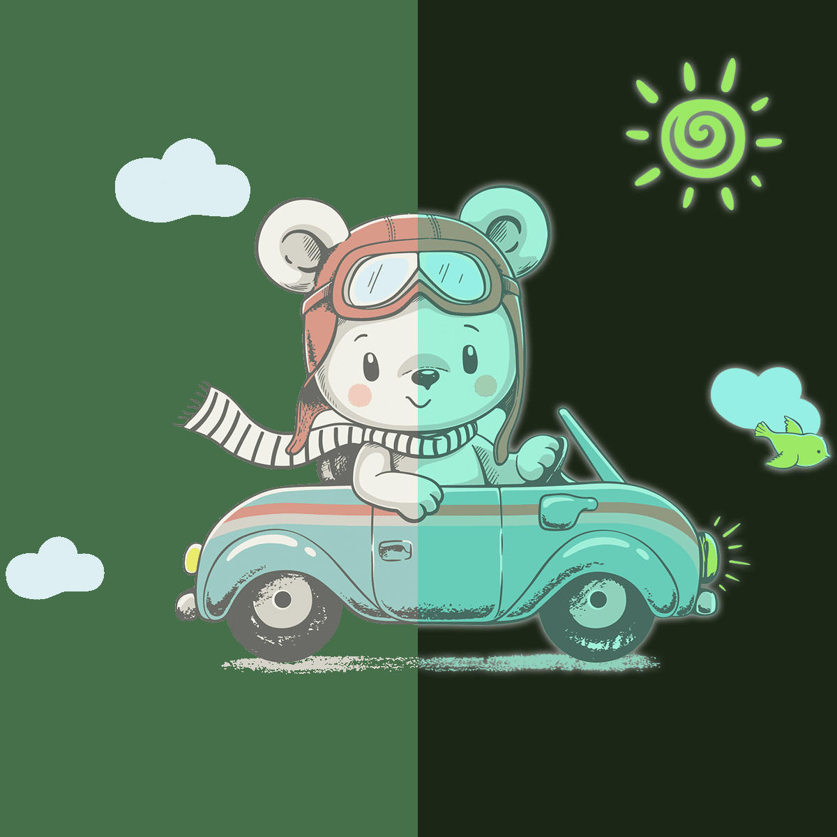 - Stickers mural phosphorescents lumineux ourson 120x140cm