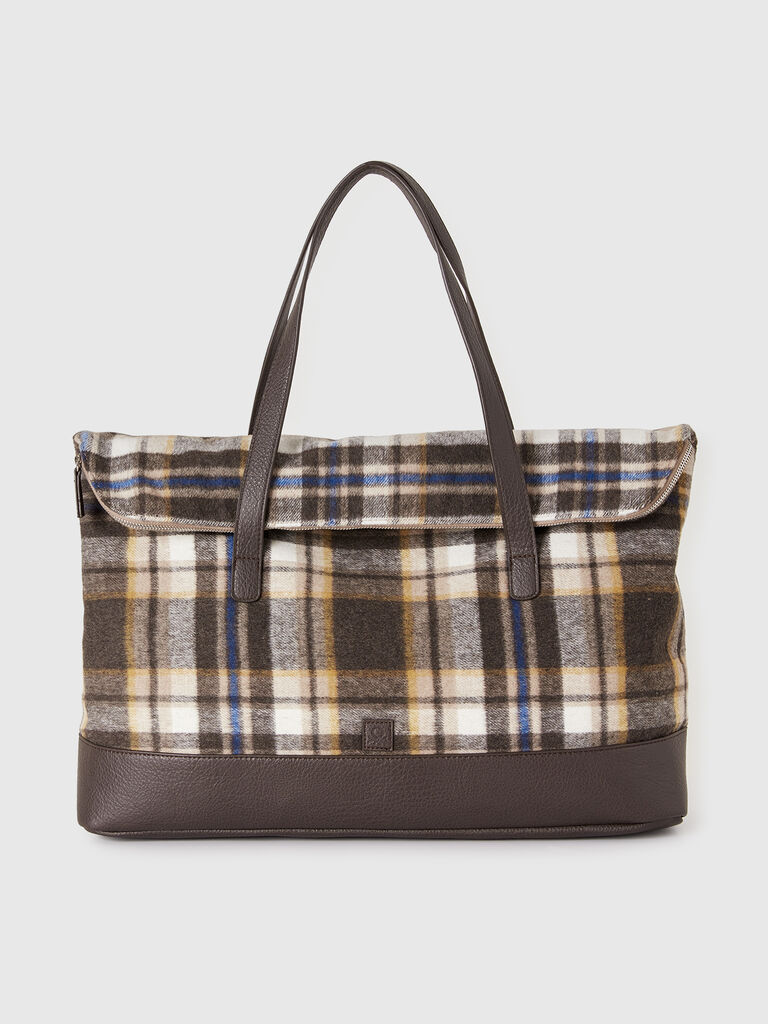 Check bag in wool blend