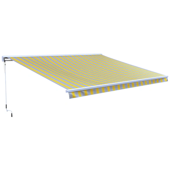 Hülsenmarkise, BxT: 400 x 300 cm, weiss/gelb/grau/anthrazit gestreift