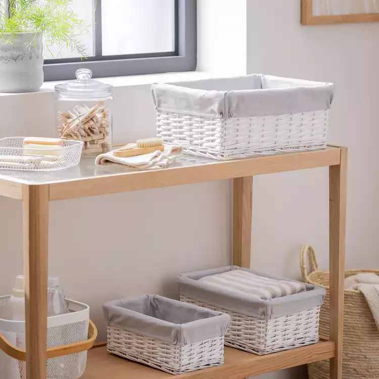 Habitat Pack of 3 Wicker Storage Basket - White