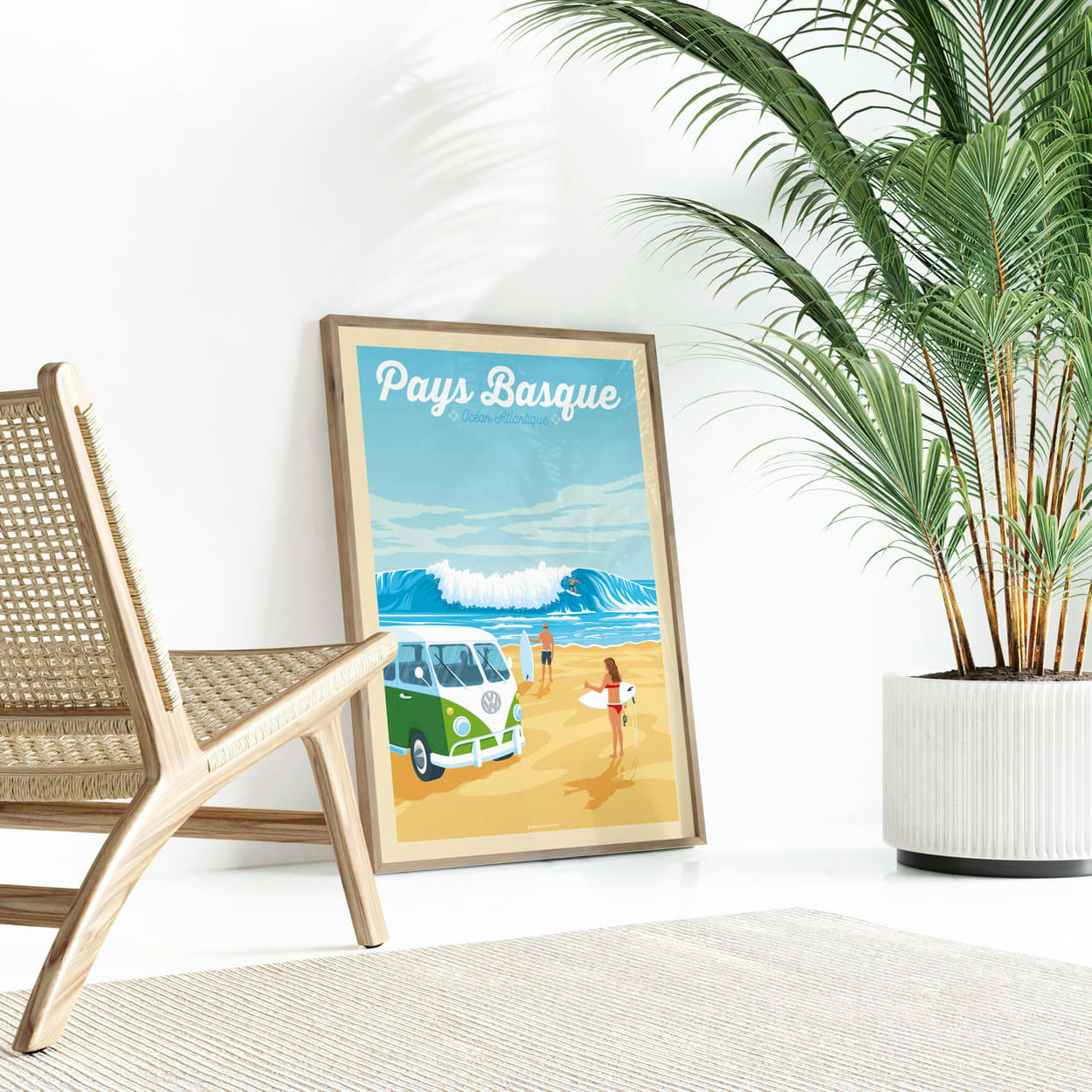 - Affiche Pays Basque France - Van Volkswagen - Villa 50x70 cm