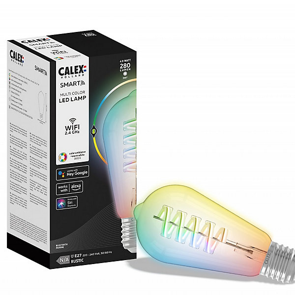 Ampoule LED à filament connectée Smart RGBW E27 4,9W 280lm Calex