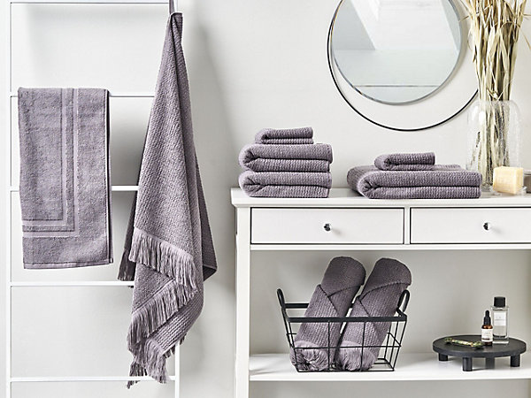 Lot de 9 serviettes ATIU Tissu éponge Gris