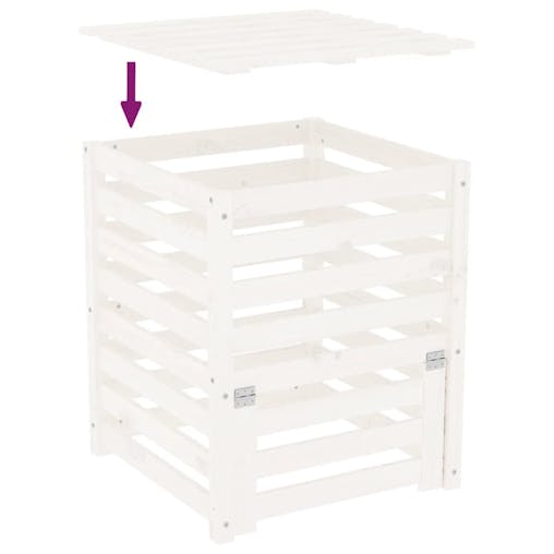 NNEVL Composter White 63.5x63.5x77.5 cm Solid Wood Pine