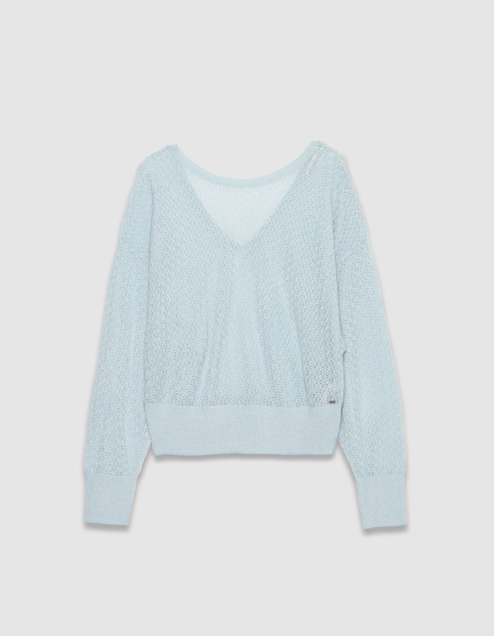 Pull chic beige tricot fantaisie pailleté ajouré Femme