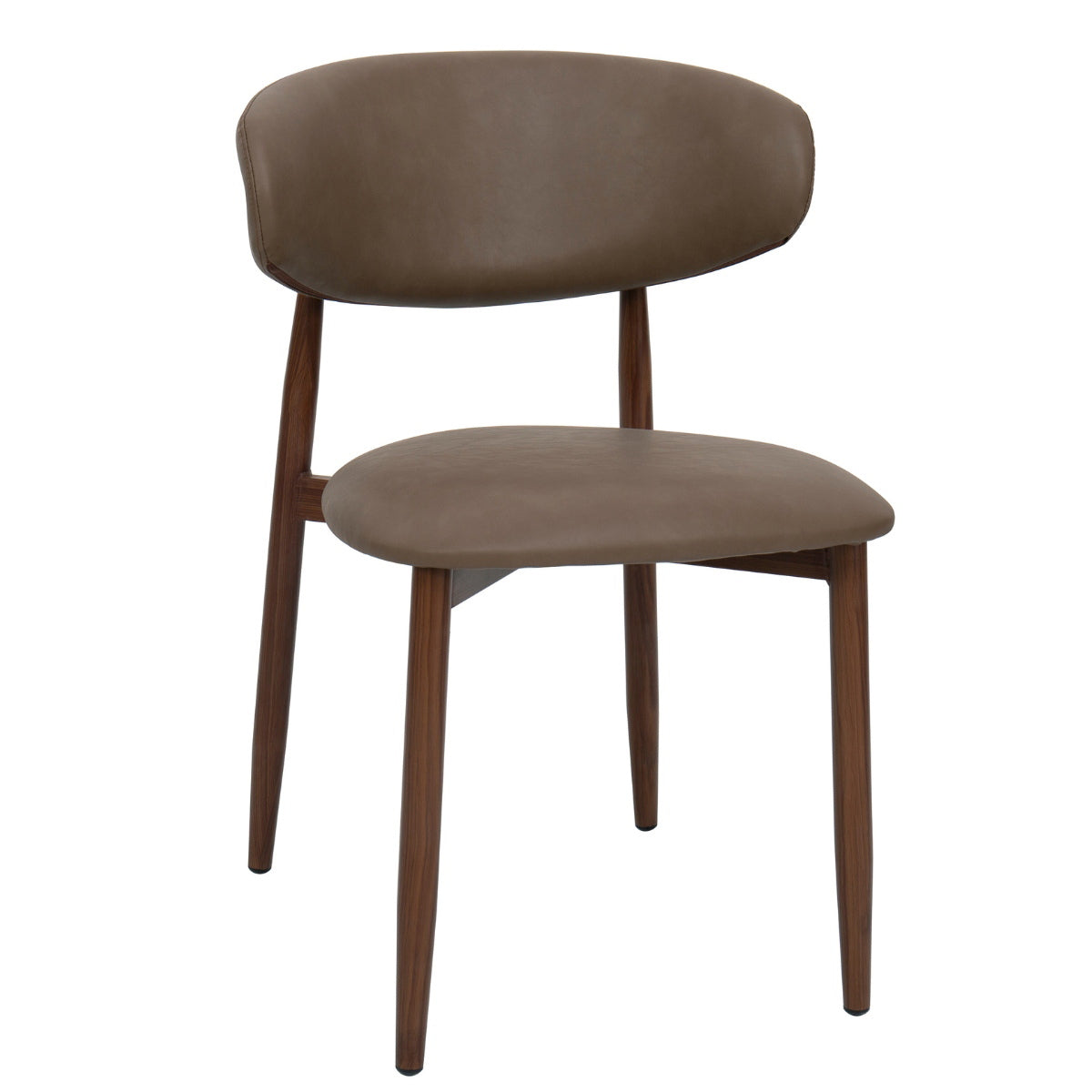 Giga Meubel Eetkamerstoel Alexia - Taupe/Walnoot - PU Leer - Set van 2