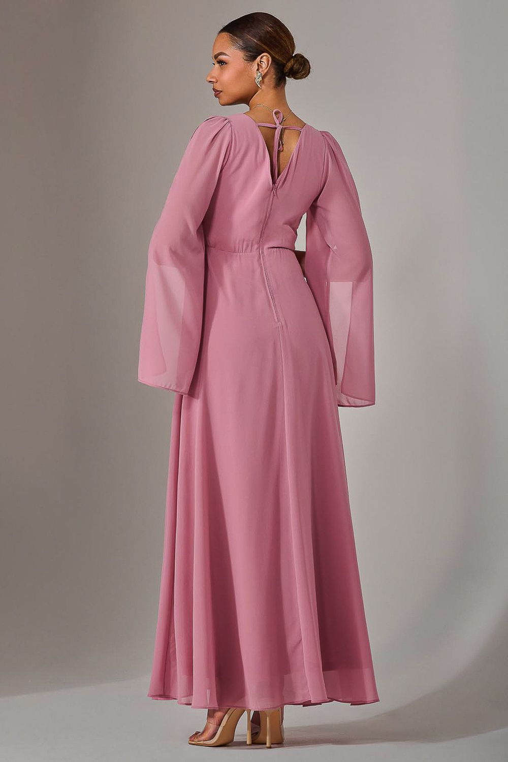 Jolie Moi Chiffon Cap Sleeve Maxi Dress