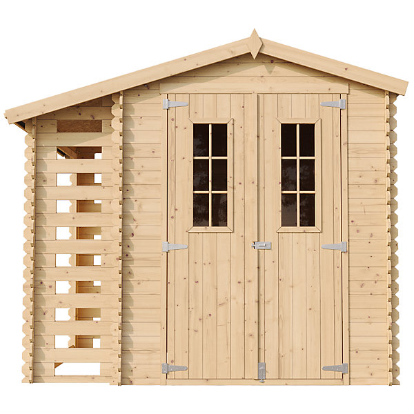 Abri de jardin en bois et range bûches extérieur - I206xL272xH218 cm/ 3,53   0,97 m2 - M386C - Timbela