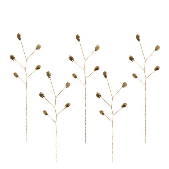 Gold Beaded Branch Wired Picks 5 Pieces