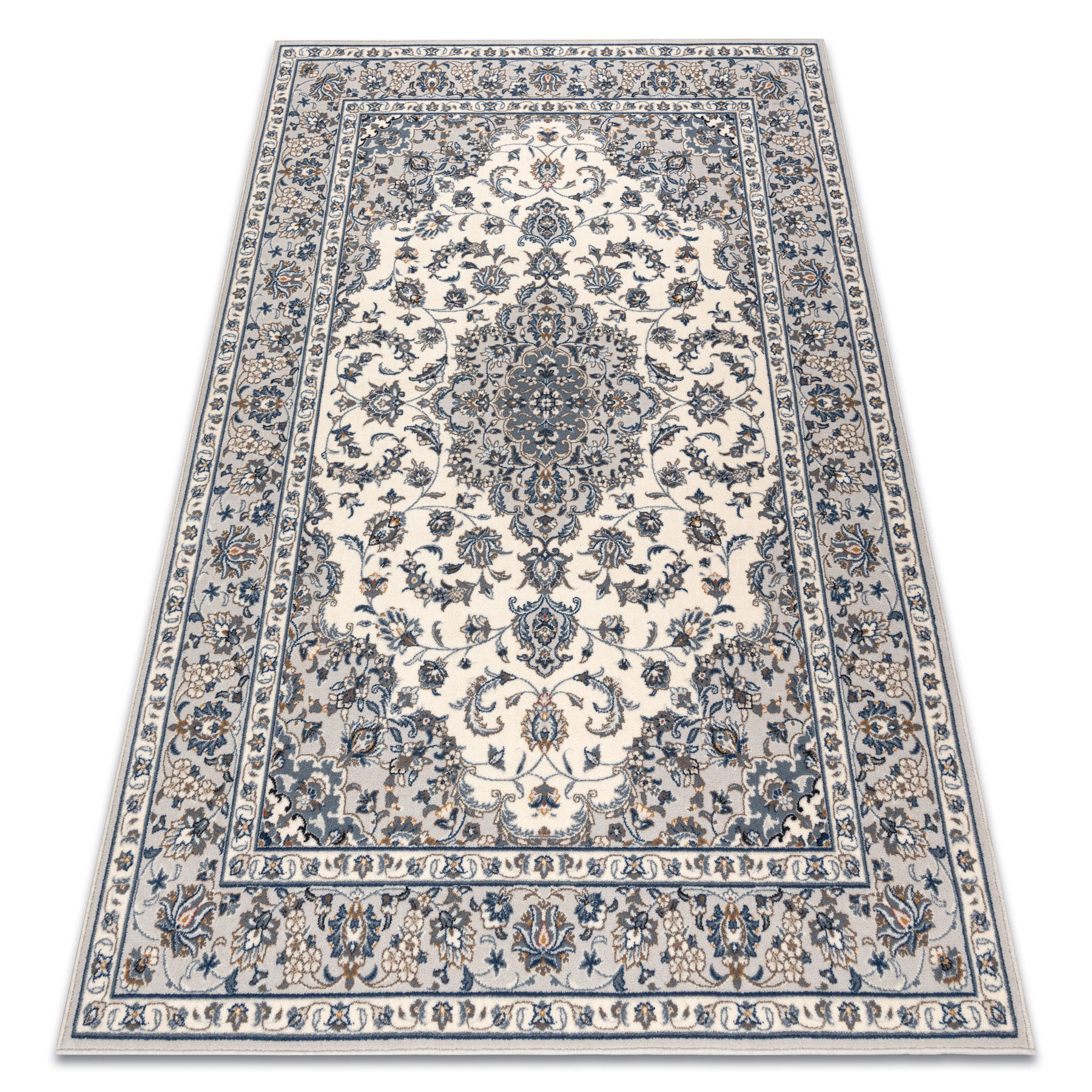 Dywan wełniany NAIN Ramka ornament 7335/51935 beż / granat 80x150 cm