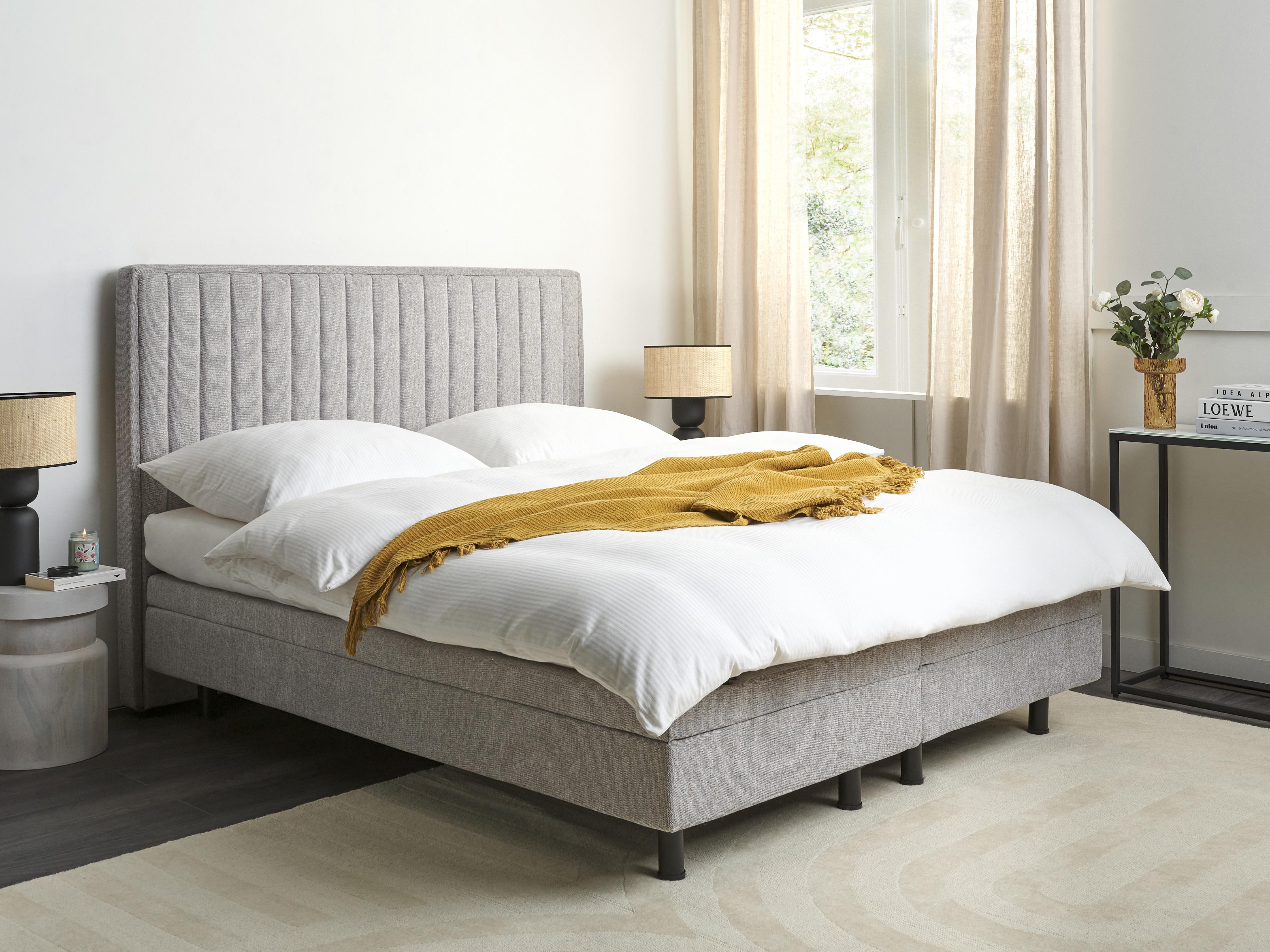 Adjustable Bed Fabric CASTELLAN 160 x 200 cm (EU King Size) Light Grey