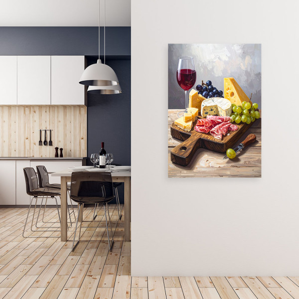 Obraz do kuchni jadalni restauracji, Deska wędlin serów winogron 20x30