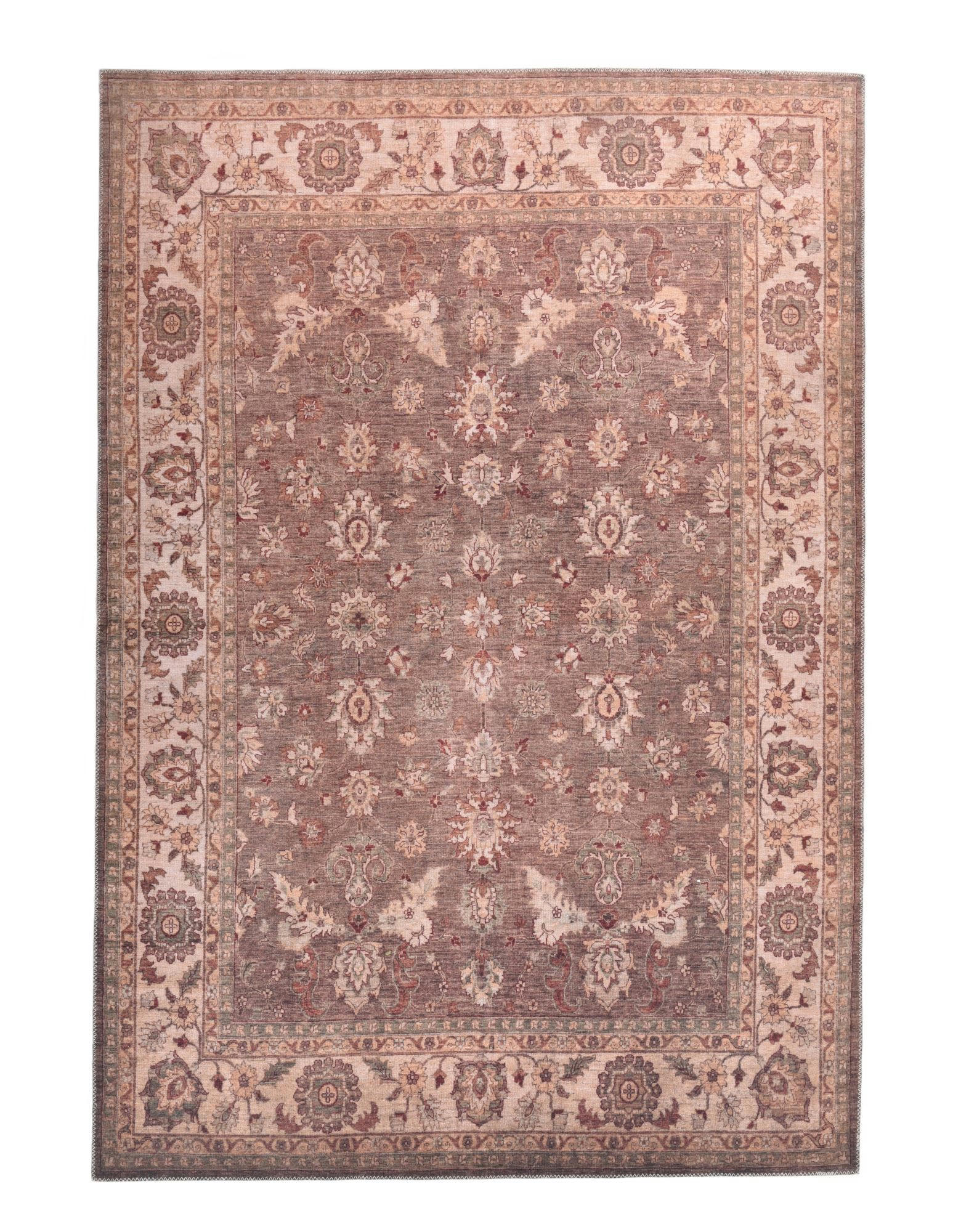 ADARA - Tapis floral tissé plat - marron 070x140 cm