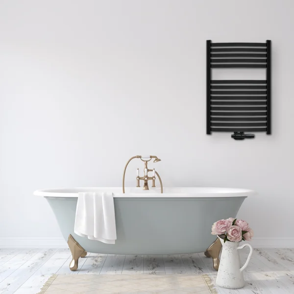 Grzejnik łazienkowy Invena 404 W 540 x 800 mm czarny ZESTAW