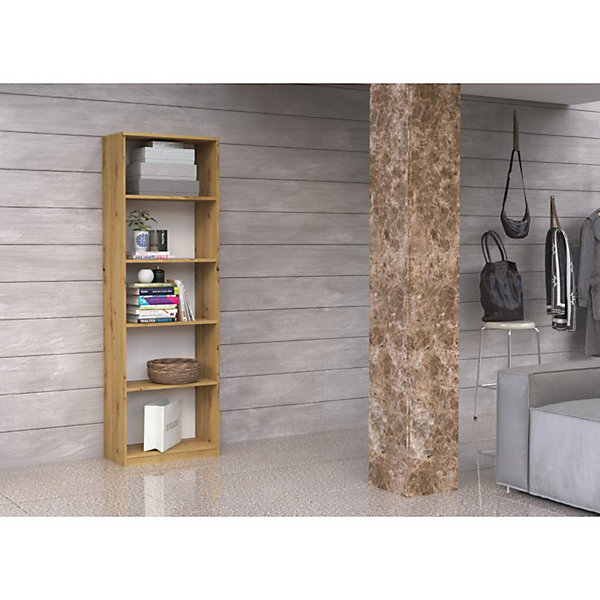 Bibliothèque contemporaine 5 étagères salon/bureau/chambre 182x40x30 cm - Meuble de rangement livres dèco-FLORENCE